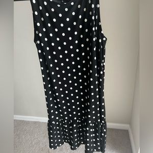 Polka dot mini dress with drop hem